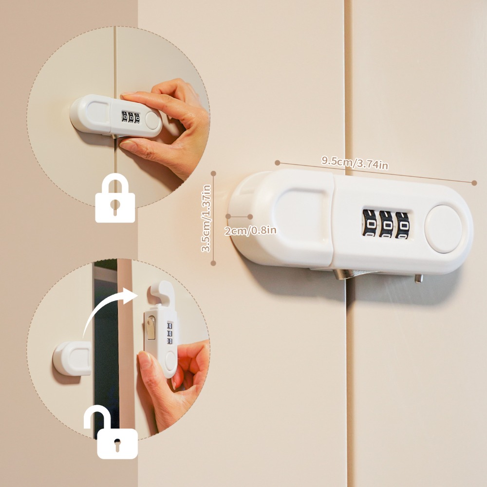 Drawer Password Lock Non Perforated Cabinet Door Safety Lock Double Opening Refrigerator Lock Home Office Anti-theft Lock