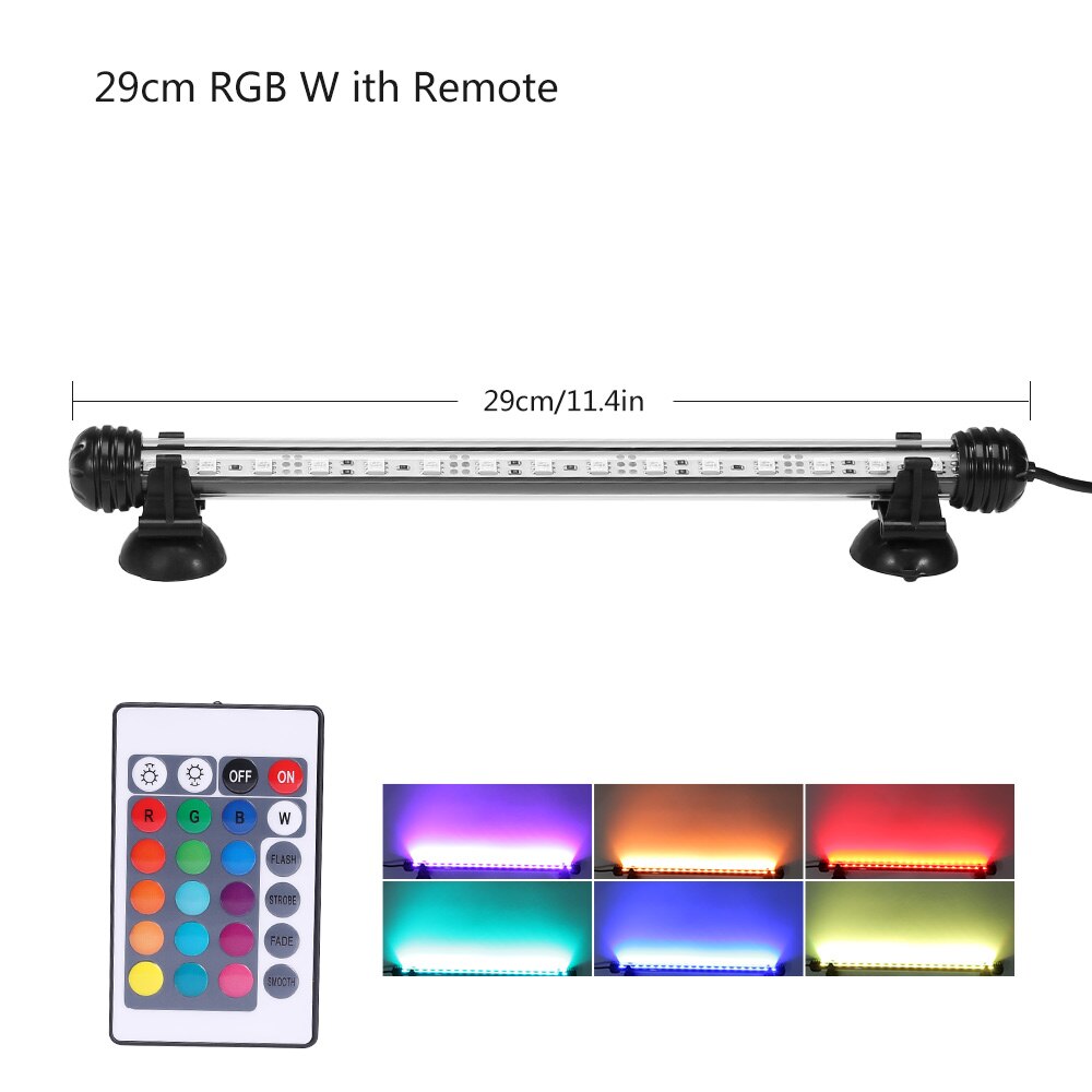 LED Aquarium Fish Tank Light Waterproof Bubble Pump Bar Light 19/29/39/49CM Underwater Aquarium Lamp Aquariums Decor Lighting EU: RGB 29cm
