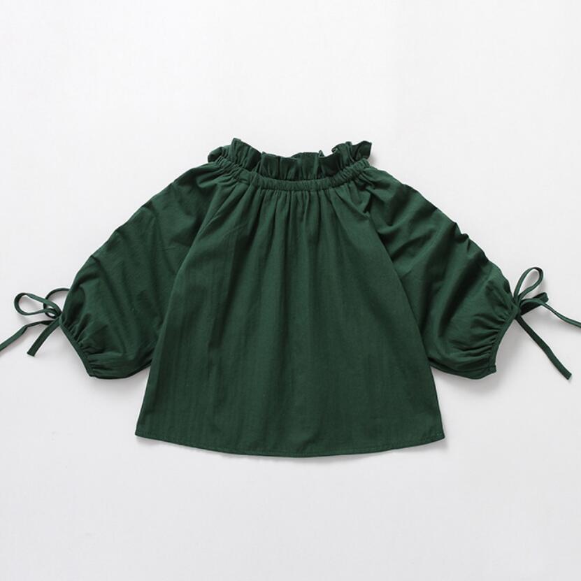 Herfst lente peuter tienerkleding witte meisjes shirts met schuine hals kinderen lange mouwen meisjes tops en blouse  jw3452a