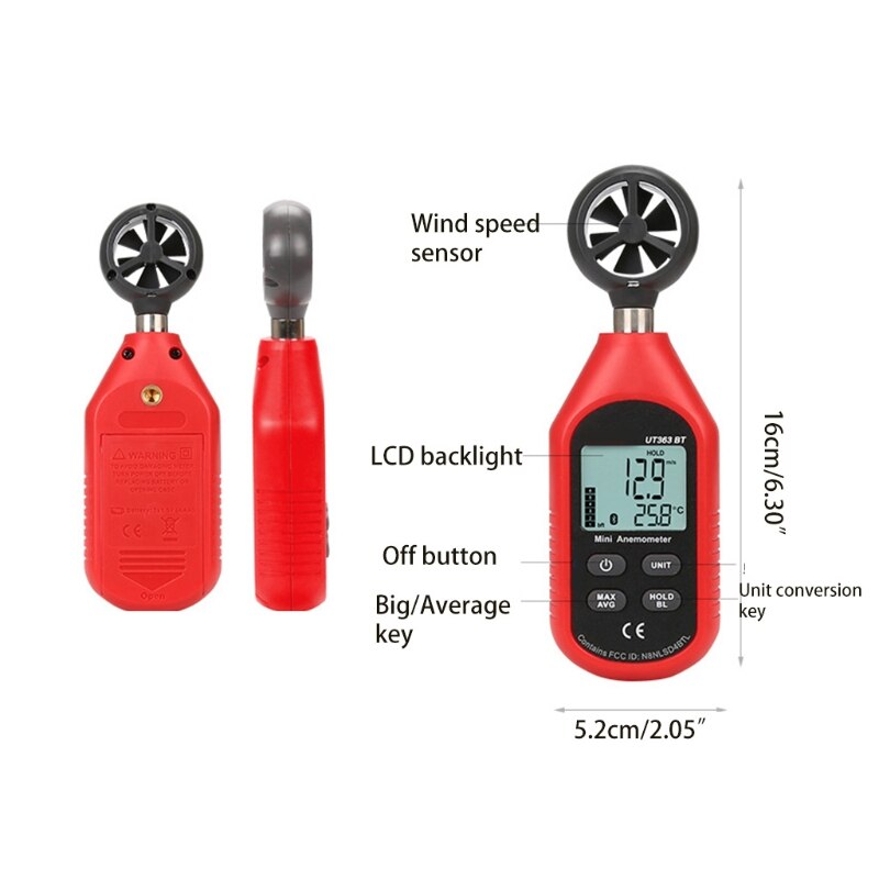 Anemometer Handheld Digitale Wind Meter Gauge Met Thermometer Temperatuur G32A