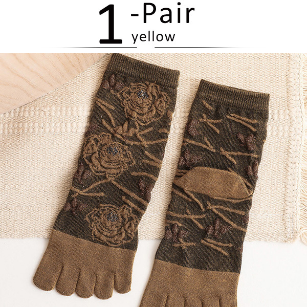 Meia curta com cabelo de coelho, de boa qualidade, feminina, com dedos, flores, harajuku, meias de cinco dedos, tecer, moda, novidade sólida, venda quente: YELLOW