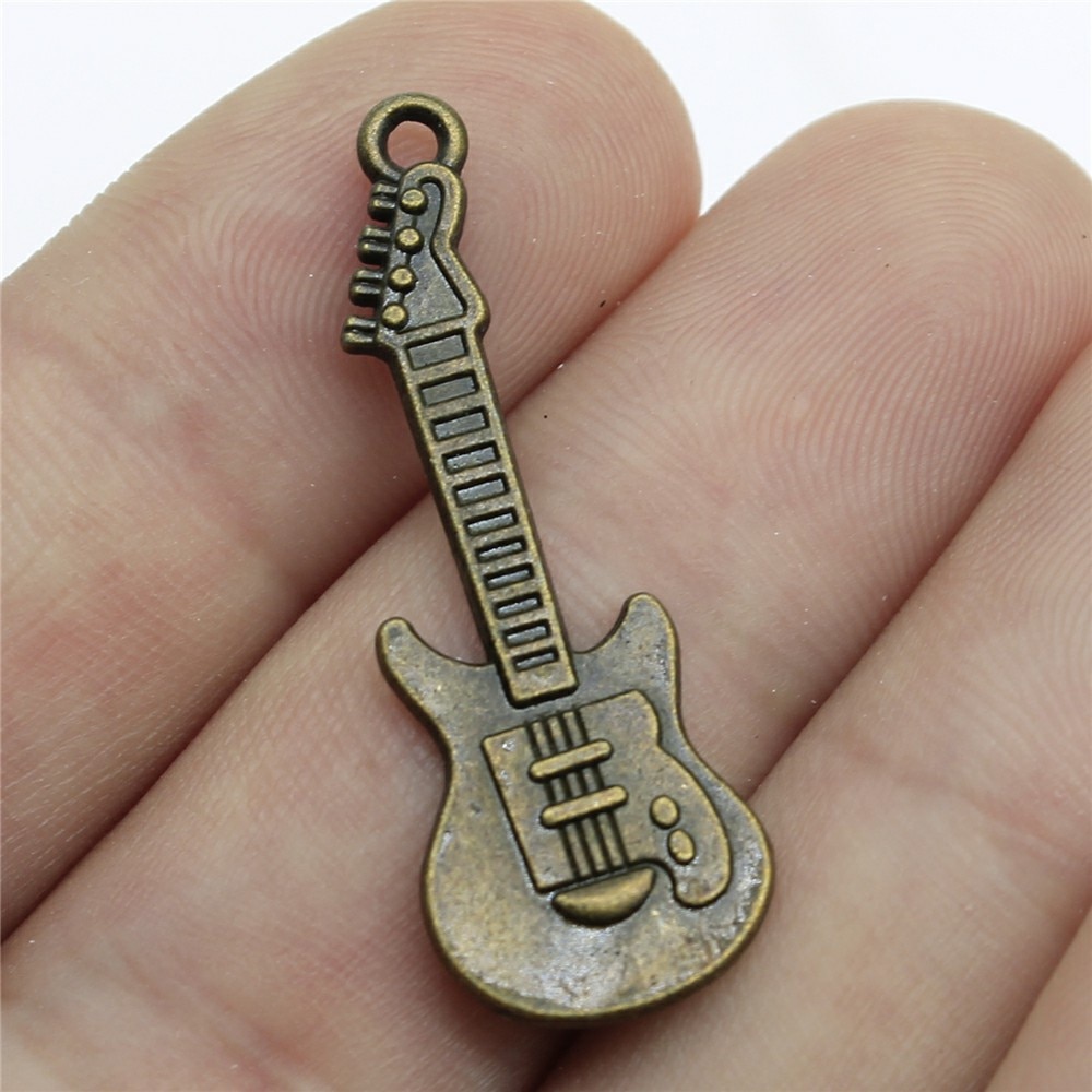 Wysiwyg 10Pcs Charms Electic Gitaar 35X12Mm Antiek Maken Hanger Fit Vintage Tibetaans Zilveren Kleur Diy Handgemaakte sieraden