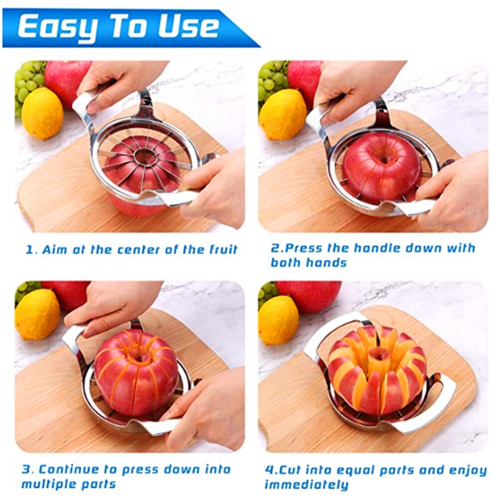12-Blade Extra Large apple Cutter Slicer,Stainless Steel Ultra-Sharp Fruit Corer Slicer Tools Kitchen Accessories