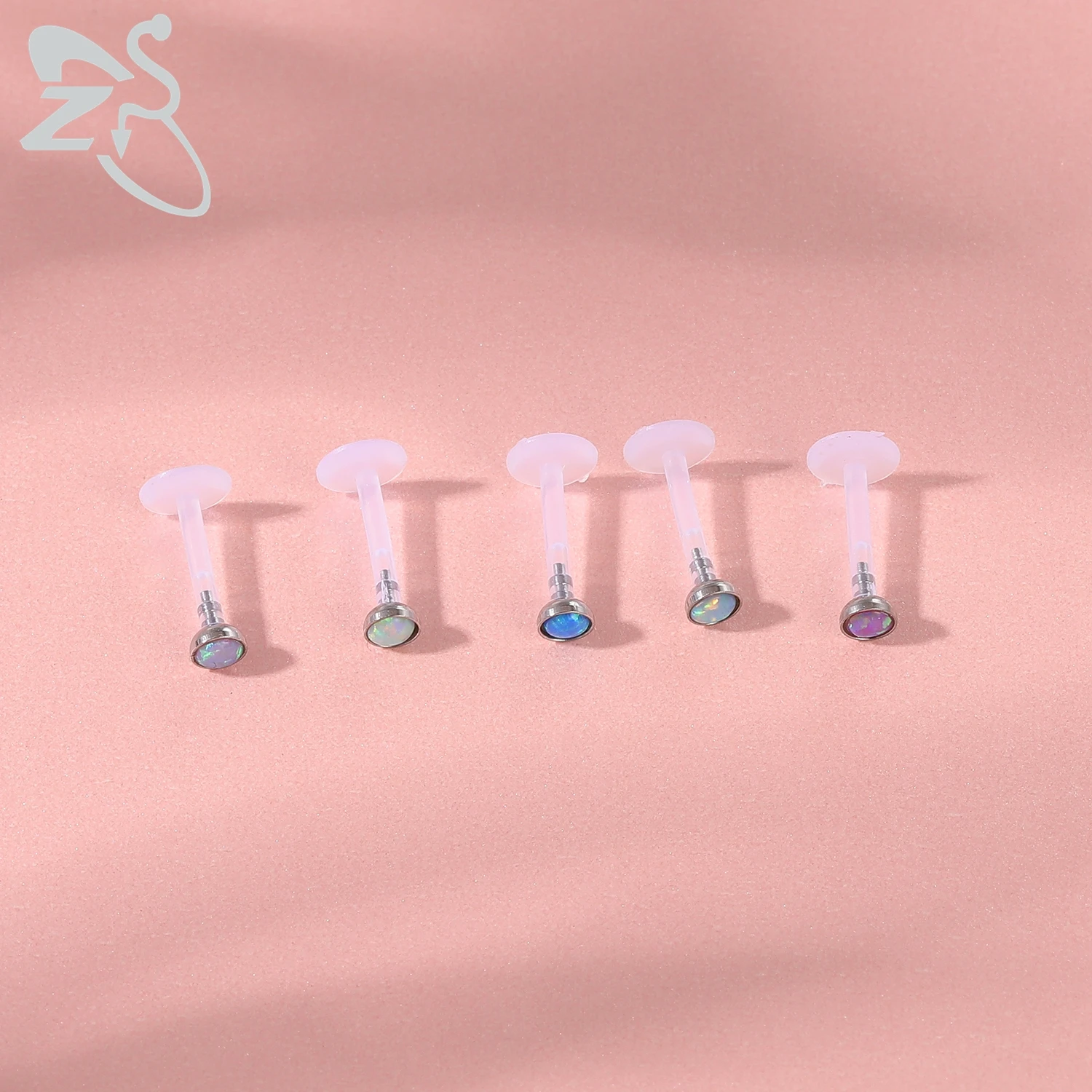 ZS 5 unids/lote 16G claro Bioflex labio Labret Piercing Set cristal Monroe labio Stud estrella corazón oreja Tragus hélice cartílago Piercings