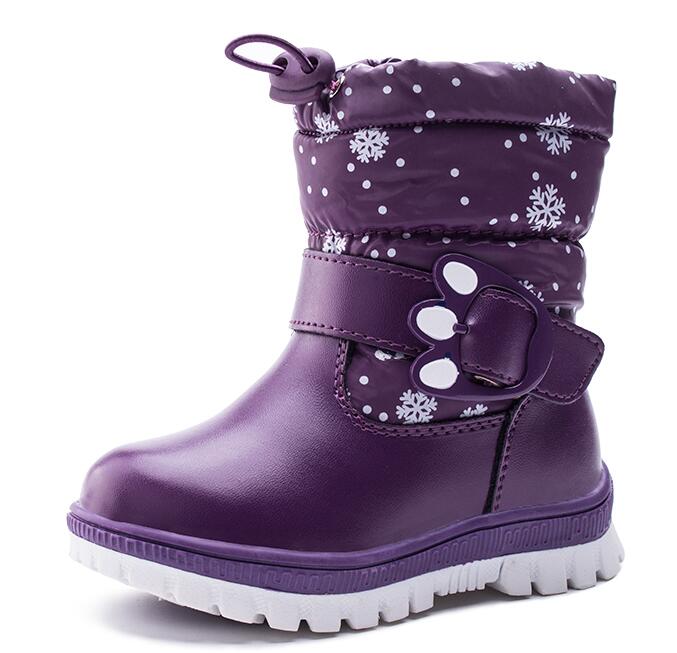 Bottes d'hiver pour enfants | Bottines en peluche pour filles, plates, en caoutchouc, bottes de neige pour garçons, chaussures imperméables et antidérapantes A171: VIOLET / 10