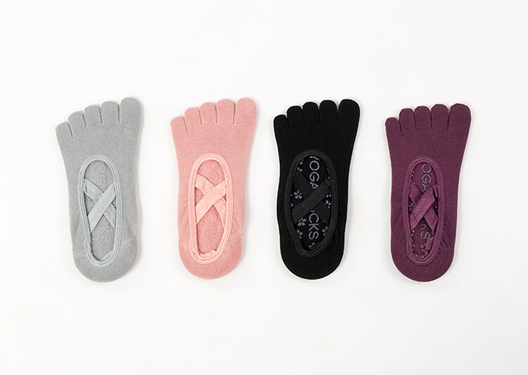 Vrouwen kruis yoga sokken dames antislip danssokken sport katoenen sokken sportschool fitness vijf tenen sokken kruis elastisch