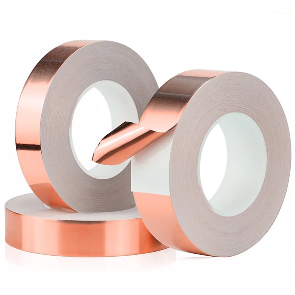 1 Roll Enkele Geleidende Koperfolie Tape Zelfklevende Emi Afscherming Warmte Weerstaan Anti-Statische Reparatie Tape 5Mm/10Mm/15Mm/20Mm