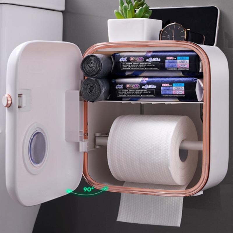 Wall Mount Toilet Paper Holder Waterproof Bathroom Tissue Storage Box Home Free Punch Roll Paper Organizer Bathroom Accessories