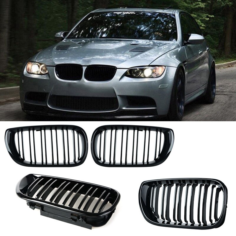 Cubiertas Envolventes Estilo M En Negro Brillante Para Parrillas De BMW Serie 1 E81/E87 2004-2006, Solo Covers, No Parrillas Completas