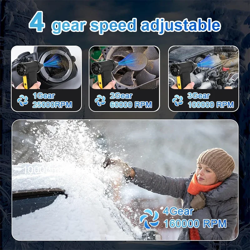 Powerful 160000RPM Electric Mini Air Blower Violent Turbo Jet Fan Brushless High-speed Dust Fan Handheld Dust Cleaner 10000mAh