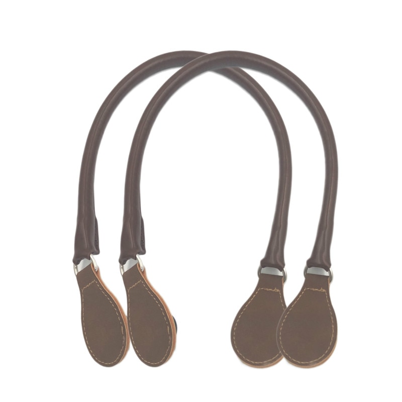 Longo falso couro alças redondas alça de cinto d fivela gotas para clássico mini obag cesta balde chique o bolsa acessórios: Long Brown 2
