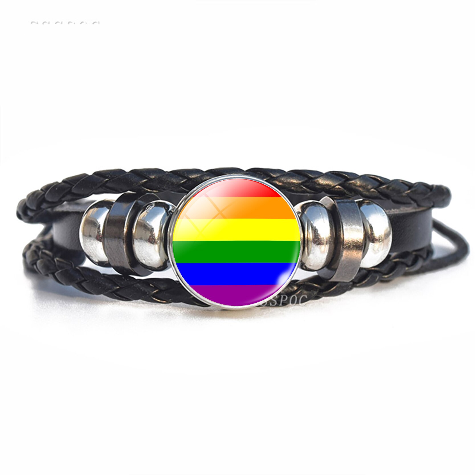 Regenbogen Flagge Lesben Homosexuell Stolz Punk Leder Armbinde Bisexuelle Transgender Stolz Armbinde Männer Frauen: Größe 16
