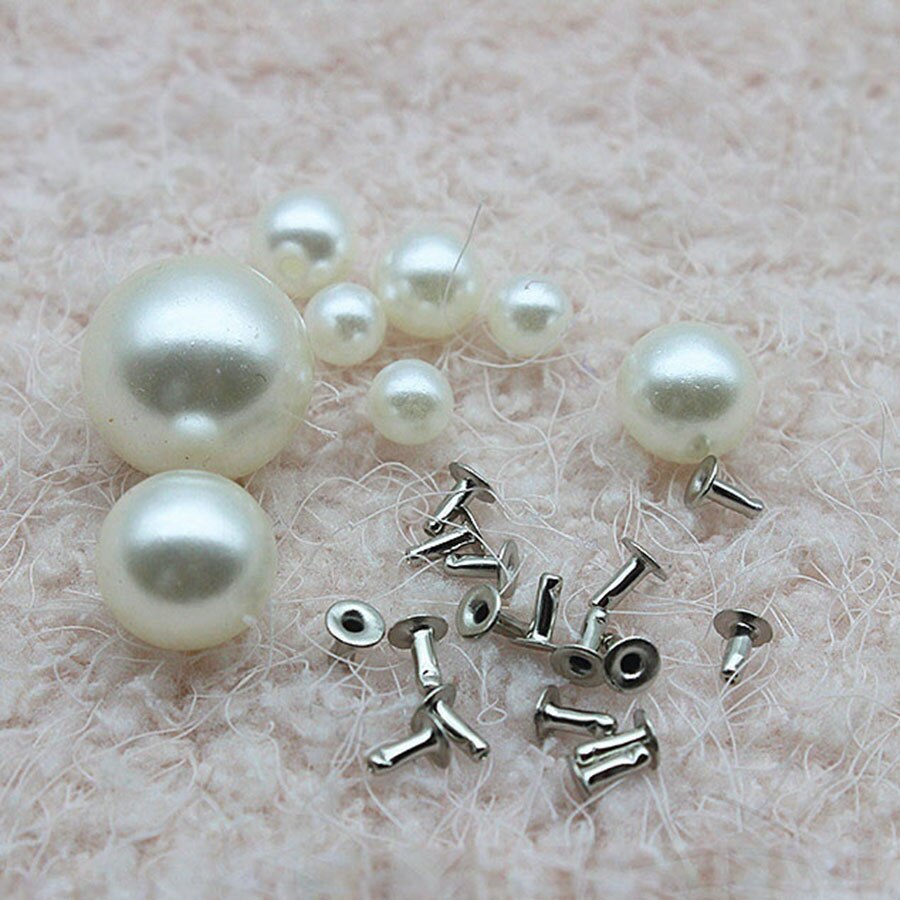 50 stk / lot 6-20mm abs perle nitende rhinestones tøj studs diy leverandør til brudekjole klud