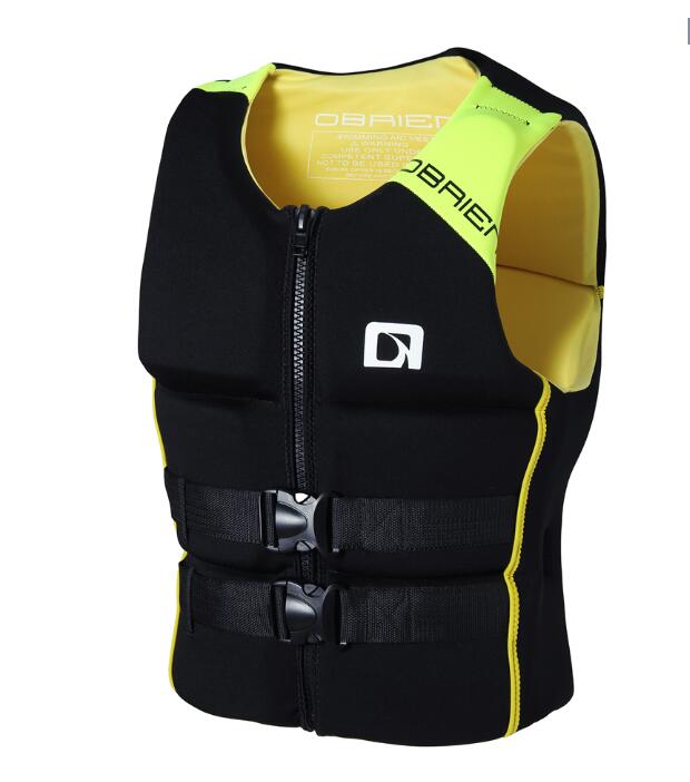 Chaleco salvavidas de adultos, chalecos flotantes de neopreno, chaleco salvavidas para nadar, chaleco de surf, boya inflable para nadar, agua, esquí acuático, boya de rescate: black yellow / S