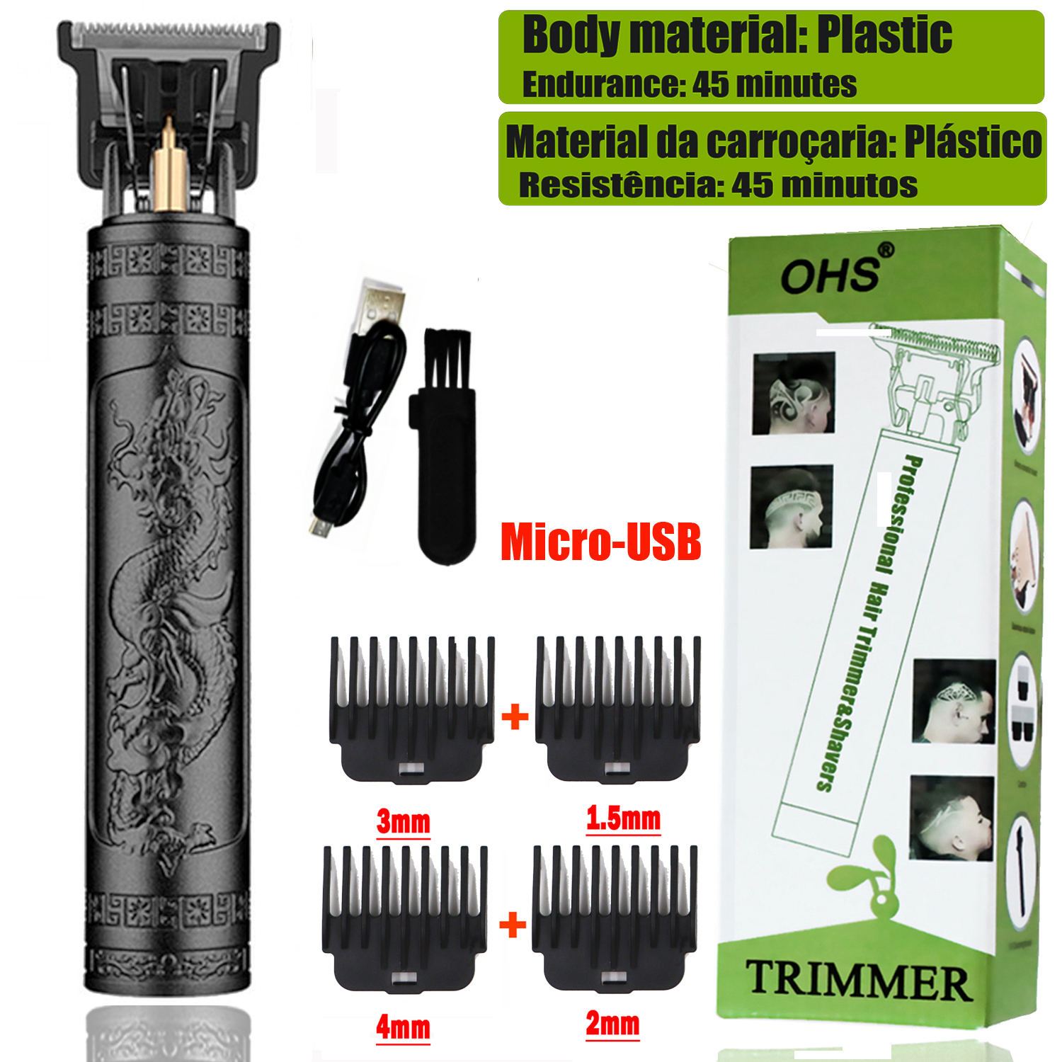 Tondeuse Drachen Jahrgang T9 Schnurlose professionelle Haarschneidemaschine Elektrische Trimmer für Männer Haarschneidemaschine Haarschneidemaschine Rasierer: Beige