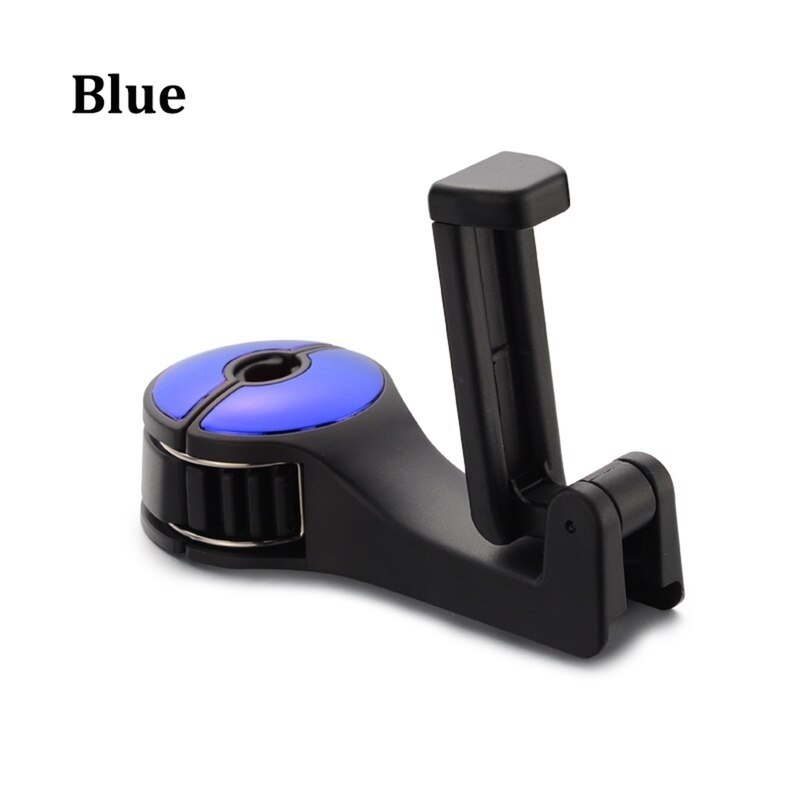 2-in-1 Universele Auto Haken Back Seat Hoofdsteun Mount Houder Voor iPhone Samsung Xiaomi Huawei 360 Graden mobiele Telefoon Houder Stand: Blue