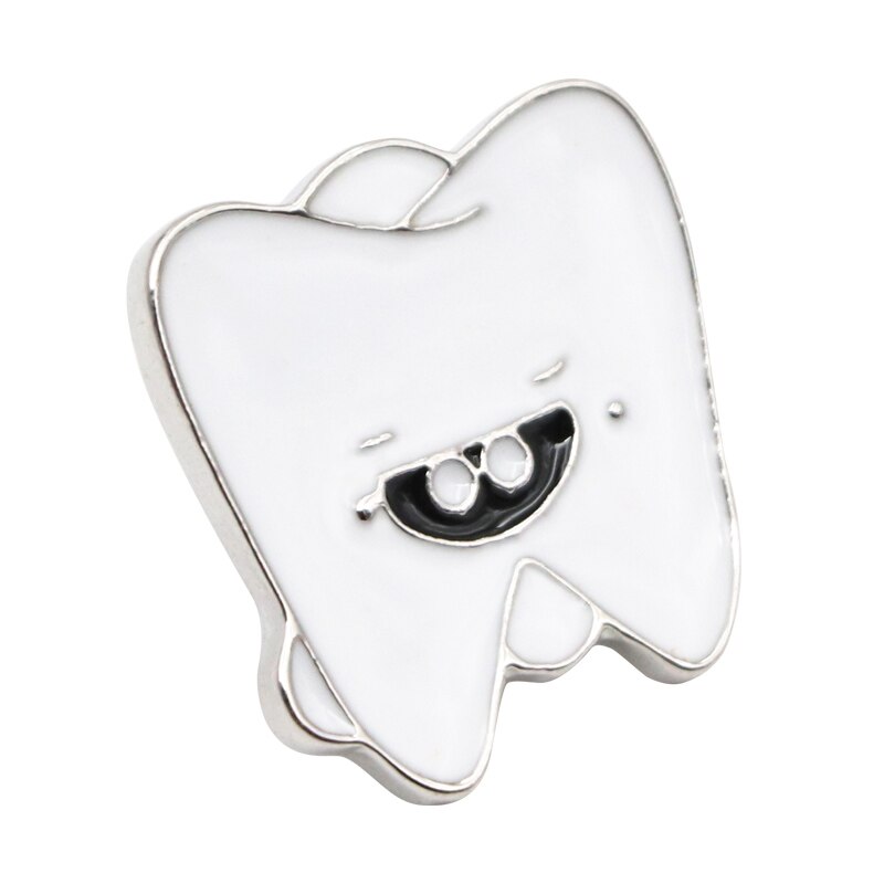 Broches con forma de diente muy bonitos, broche de dentista saludable de dibujos animados, alfileres como para clínica Dental: E 1pc