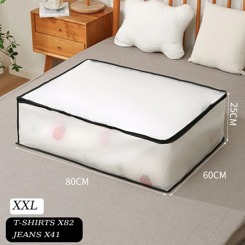 Underbed Storage Bag Foldable Quilt Bag Wardrobe Clothes Storage Box Dustproof Organizer Large Capacity Quilt Storage Bag: XXL / Light Grey