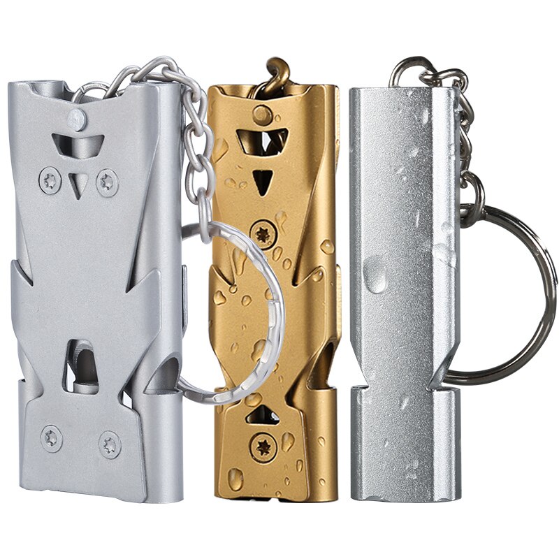 Silbato de acero inoxidable North Wolf, silbato de alta frecuencia de supervivencia al aire libre, alto Decibelio, estallido de doble agujero