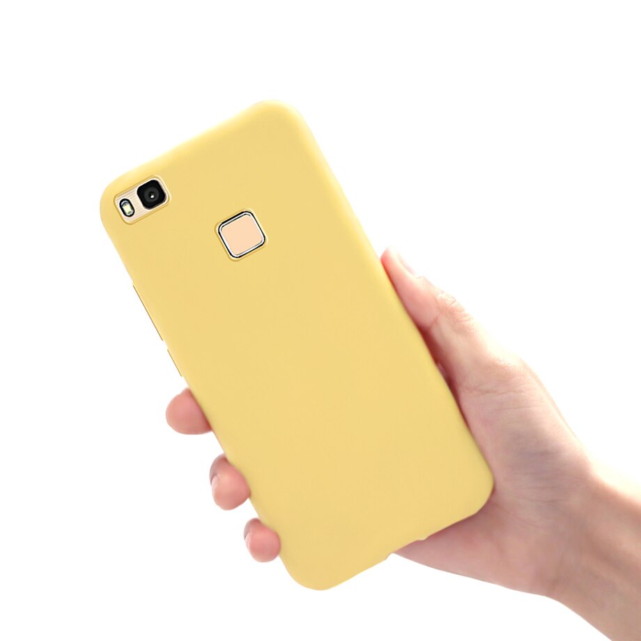 Zachte Gevallen Voor Huawei P9 lite Case Slim Candy Color Silicone Cover Voor Huawei P9 Lite P9lite P 9 lite Case cover Funda: Yellow