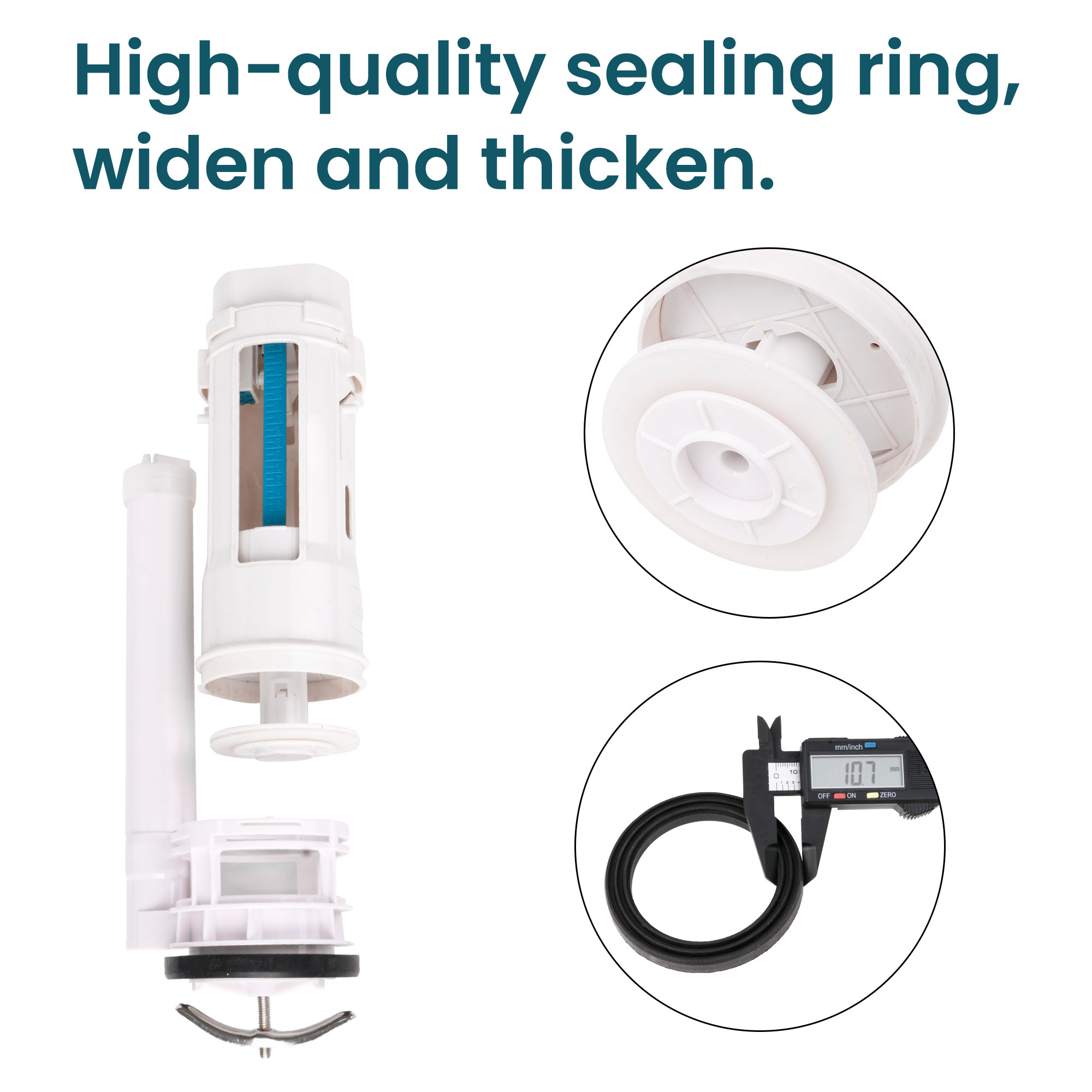 BQLZR White ABS Toilet Cistern Dual Flush Push Button Valve Good Sealing