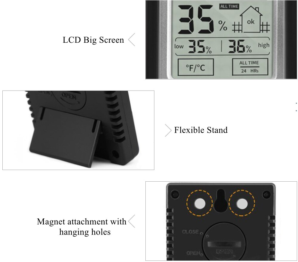 Amvolta Digitale nasser Bahnhof LCD drinnen Bequem Temperatur Sensor Feuchtigkeit Meter Thermometer Hygrometer Messgerät
