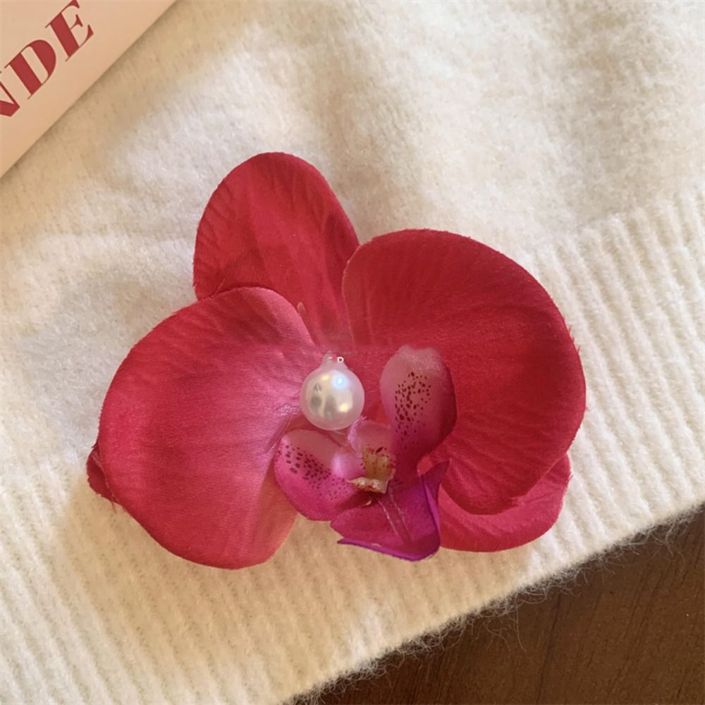 Pince à cheveux fleur rose, coiffure orchidée, épingle à cheveux, ornement, barrettes latérales, bohème, patients, accessoires pour cheveux: Rose