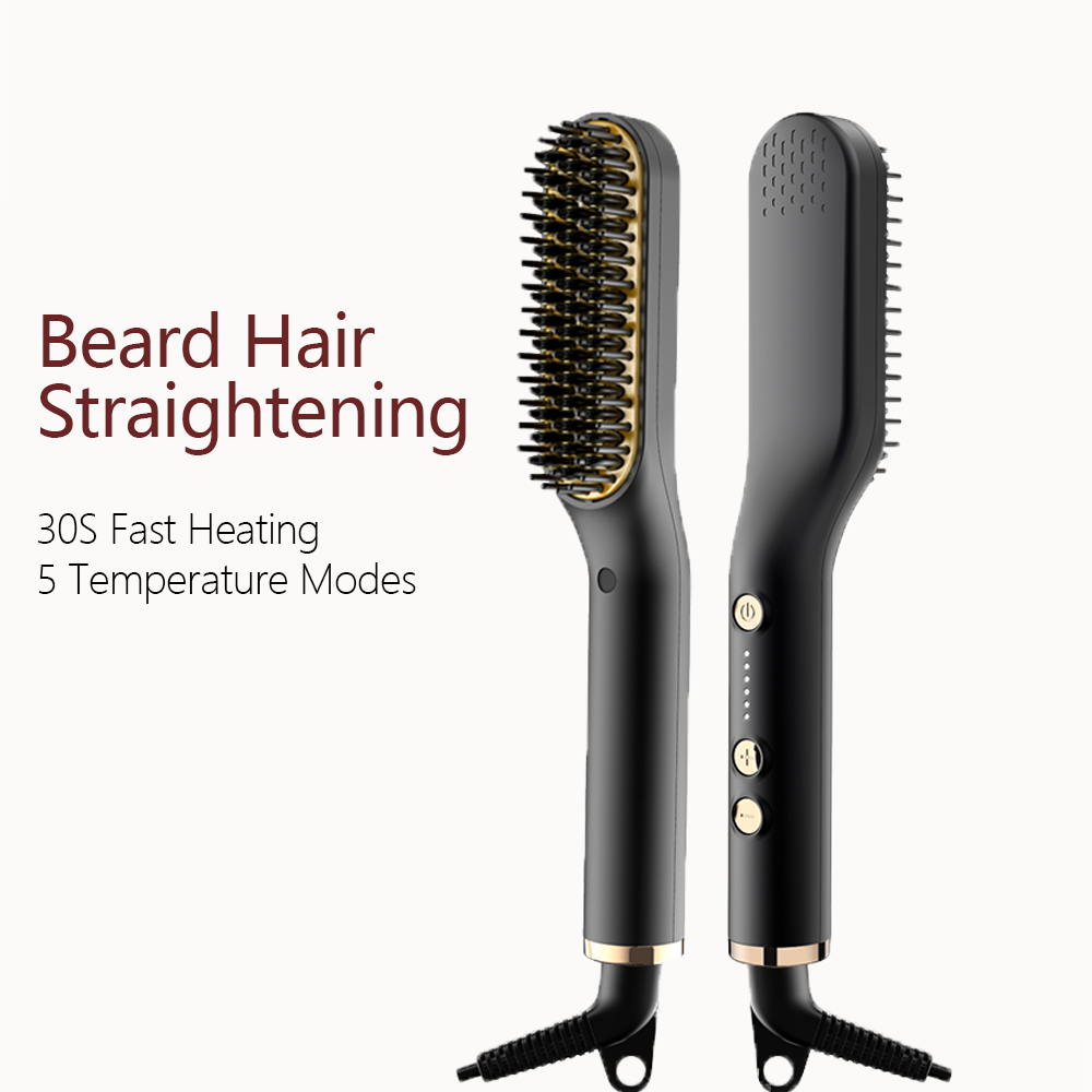 ANLAN Beard Hair Straightening Brush Heated Comb Men Beard Multifunctional Straightener Ceramic Comb Quick Hair Styler