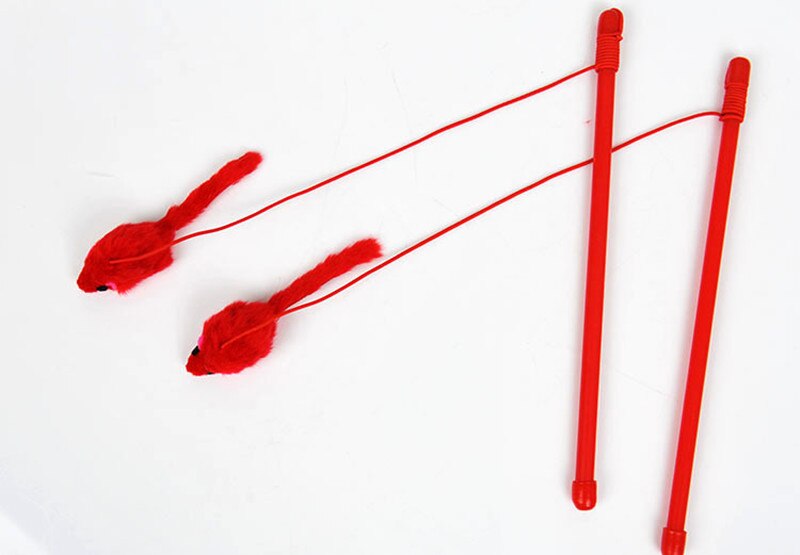 Pet Cat Toy Cute Mouse Stick Teaser Wand Plastic Toy for Cat Toys Pet Cat Tunnel Fat Cat Cute