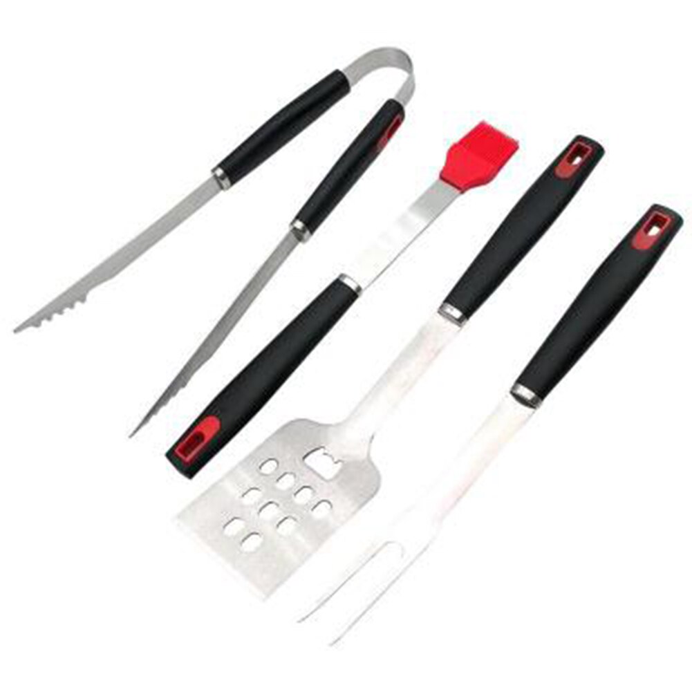 4pcs Stainless Steel BBQ Grilling Utensil Tool Set Camping Outdoor Heavy Duty Grill Camping Cookware Accessories