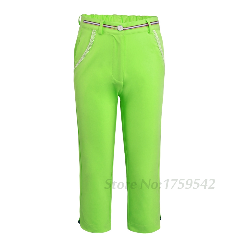 Neue freundlicher Golf Capri Hosen Mädchen Beschnitten Schlauch Golf Bekleidung Mädchen Sommer kurze Hose Gute Gummiband Taille: Grün / XL