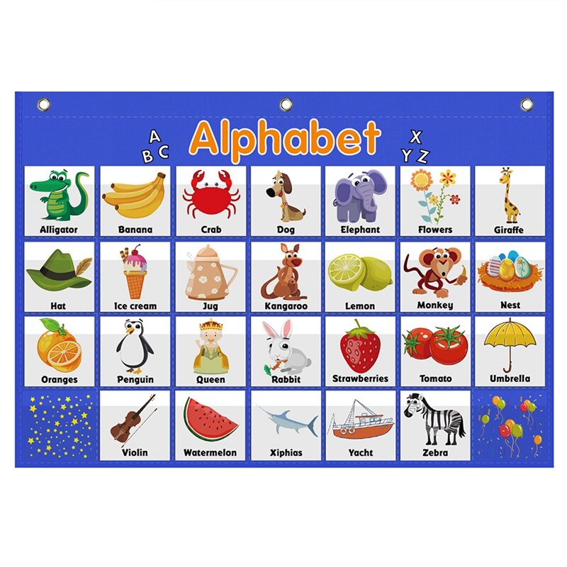 Alphabet Pocket Chart Word Recognition Pocket Chart ABC Alphabet Pocket Chart Kids Educational Tool with Alphabet Card: Default Title