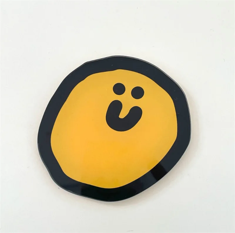 Posavasos acrílico antideslizante con almohadilla para taza de dibujos animados, resistente al calor, para escritorio, mantel individual para mesa, posavasos con aislamiento térmico: YELLOW