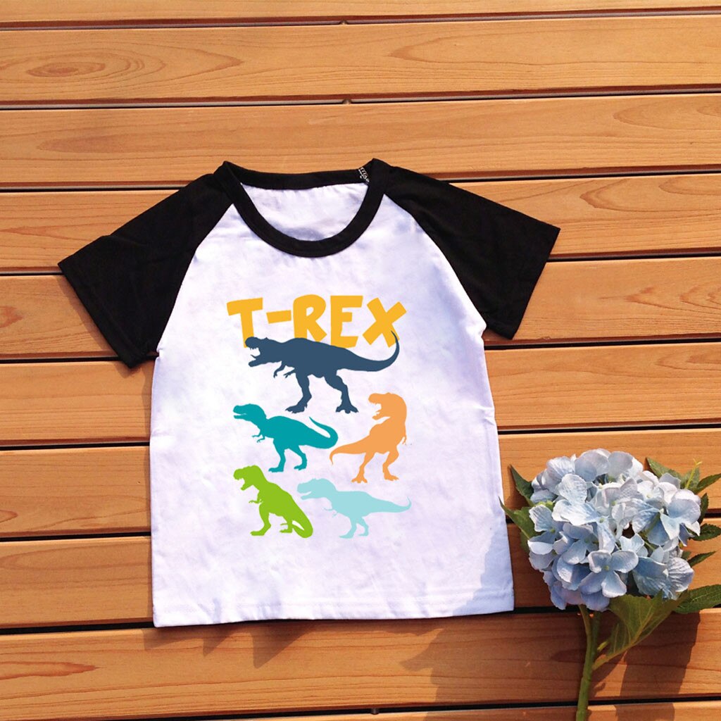 Kids Bady Boy Cartoon Style Dinosaurs Pattern T-shirt Bottoming Shirt Tops MAR5