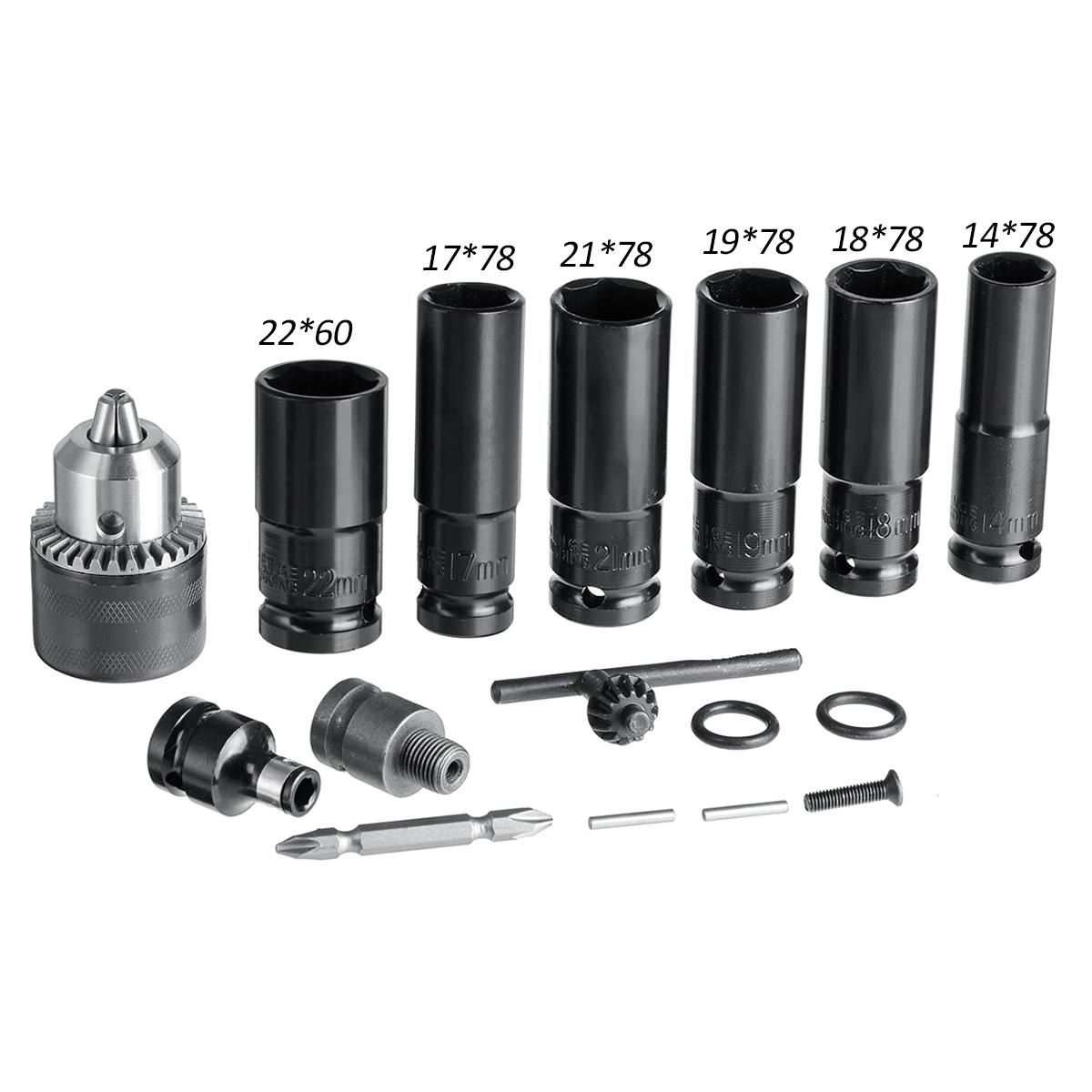 16 In 1 Elektrische Slagmoersleutel Hexs Socket Head Set Kit Boorkop Drive Adapter Converter Hex Bit Mouw Hand gereedschap Set Reparatie