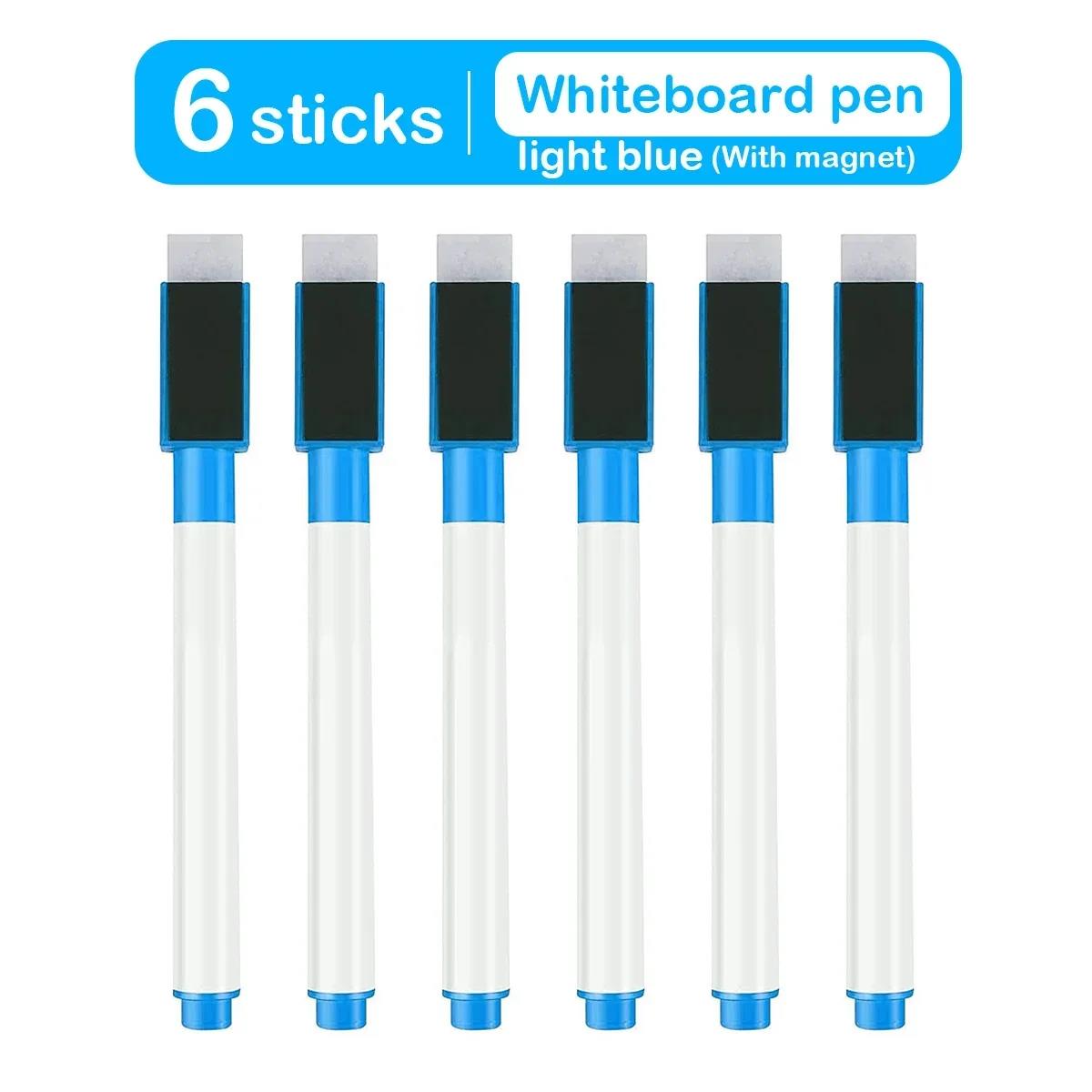 8 stk Farger Magnetiske Vanntette Whiteboard-penner medium Spiss Med Innebygd Viskelær: Himmelblå