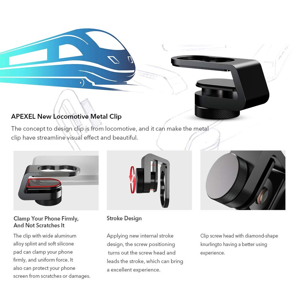 APEXEL APL-HD5SW 170 Graden Super Groothoek Lens voor Dual/Single Lens Smartphone voor iPhone Samsung Galaxy Huawei Smartphone