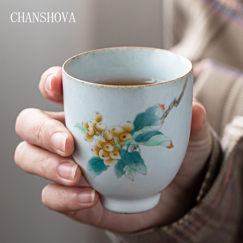 CHANSHOVA 100ml tradicional retro chino pintada a mano de estilo Crackle Taza de cerámica china de té porcelana pequeño café taza H301