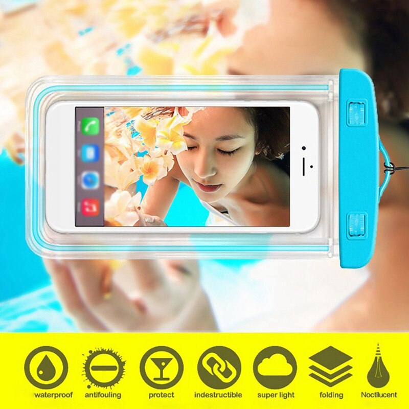 ¡Producto en oferta! Funda de teléfono móvil impermeable fluorescente de TPU de , bolsa transparente sellada de PVC, funda de teléfono SUMERGIBLE