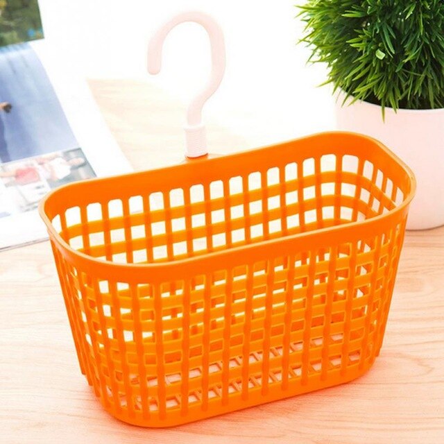 Bathroom Storage Cosmetic Toiletries Hanging Storage Basket Kitchen Plastic Storage Basket: Orange