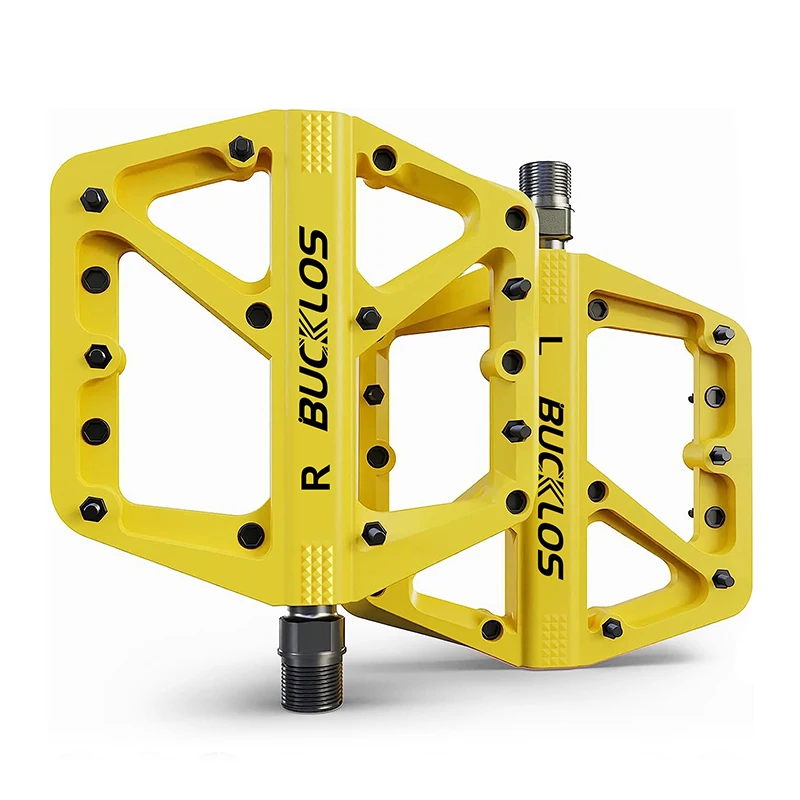 BUCKLOS MTB Bike Pedals Sealed Bearing Mountain Road Bicycle Flat Pedal Platform Ultralight 9 16'' Platform Pedals Bicycle Part: black