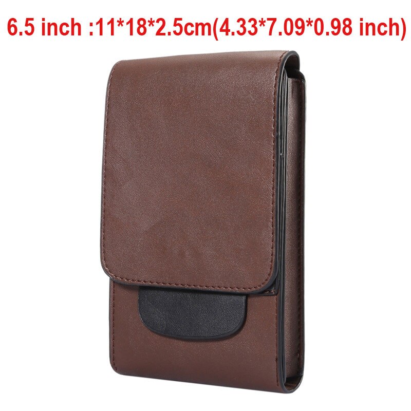 Yiang män midjeväska läder 6.5/6.3 tum mobiltelefon / mobiltelefon myntväska ficka bälte bum påse pack pu material 4 färger: Brun 6.5 tum