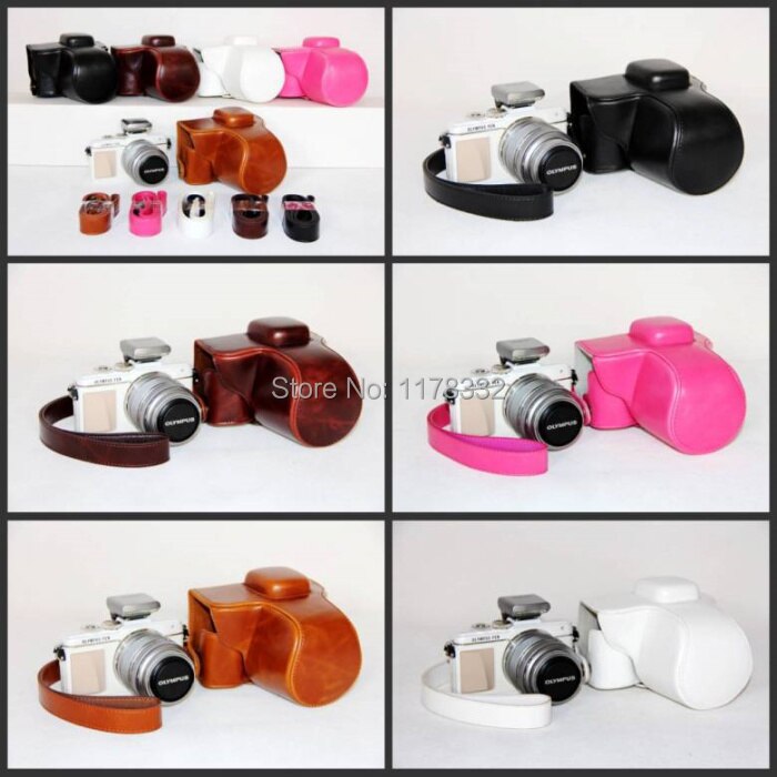 Leather Camera Case Bag Cover Shoulder Strap For Olympus PEN EPL7 E-PL7 Camera LITE EPL7 14-42mm EZ