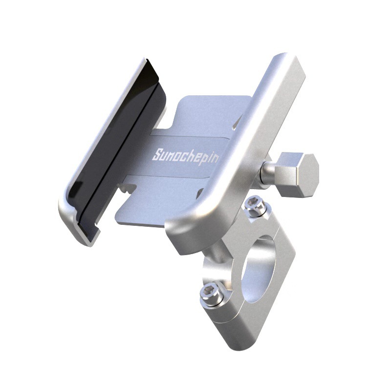 Soporte Universal de aleación de aluminio para manillar de motocicleta, soporte para teléfono celular con gancho para teléfonos móviles de 4-6,5 pulgadas, GPS, etc.: A02 Handlebar Silver