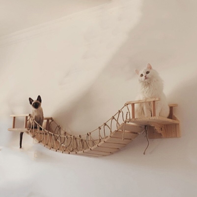Væghængt kat hængekøje seng kæledyrsmøbel killing væghylde sæt kat aborre træ ridser klatrestolpe kat træhus legetøj