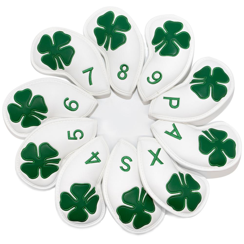 Golf Club Iron Cover Headcover Lederen Golf Iron Kopafdekkingen Golf Club Iron Headovers Wiggen Covers 10 stks/set Vier- klavertje: Default Title