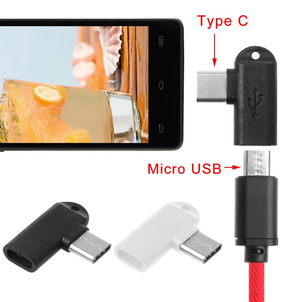 1Pc 90 Graden Type C Male Naar Micro Usb Vrouwelijke Data Sync Charge Converter Adapter