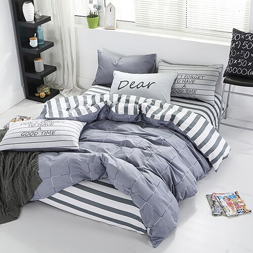Ensemble de literie en Satin de coton de luxe | Taille simple/Double/reine, ensemble de lit, housse de couette, draps et taie d'oreiller, ensemble de literie pour la maison 3-4 pièces: Grey / Double