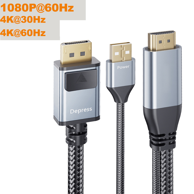 Actieve 8K HDMI 2.1 naar Displayport 1.4 kabel 4K HDMI naar Displayport 144Hz converteradapter HDMI 2.1 in naar Displayport DP 1.4 uit: WHITE