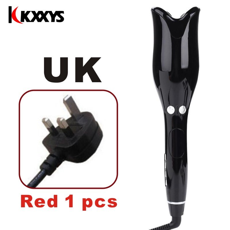Automatic Hair Curling Iron Air Curler Wand Curl 1 Inch Rotating Magic Salon Auto Curlers LCD Display: UK Black 1pcs
